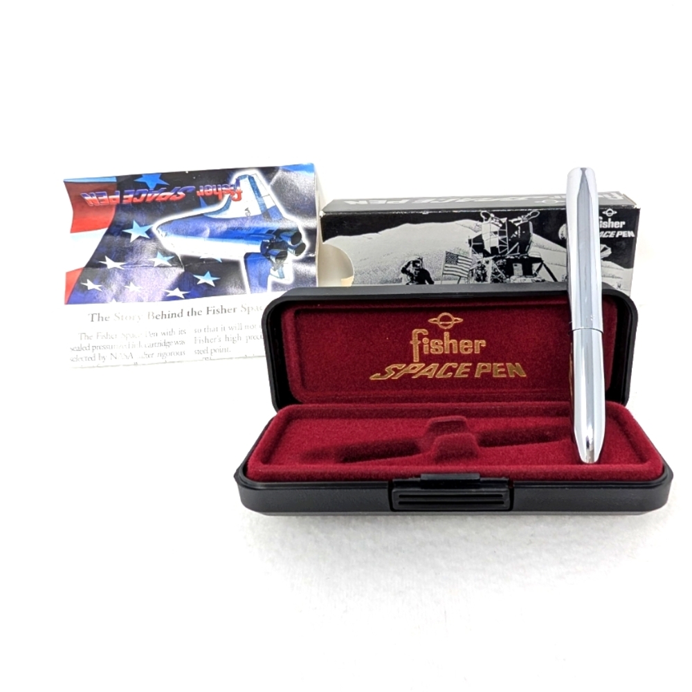 NEVER USED! Vintage Unisex Fisher Space Pen Silver Bullet w/Case & Brochure